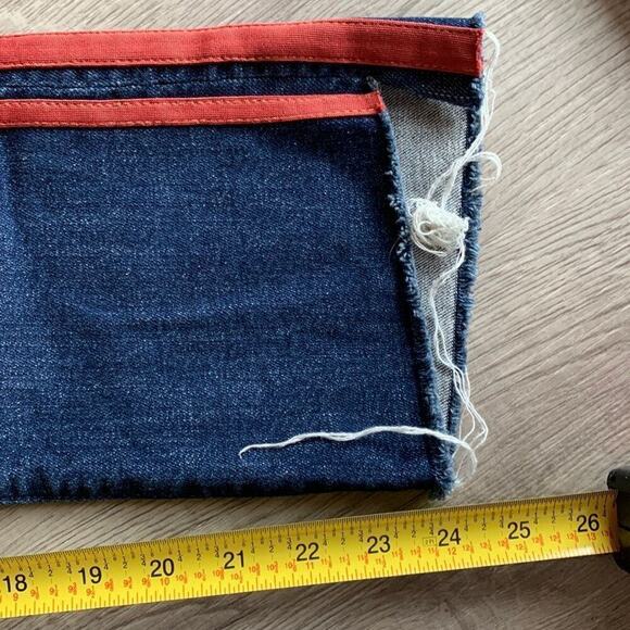 Mother Insider Crop Step Fray Jeans In Speed Racer High Rise Striped Red Size 24 - Picture 9 of 9